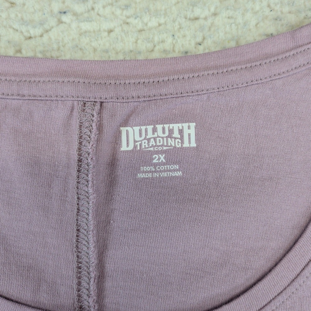 Duluth Trading Co Womens 2X Purple 100% Cotton Long Sleeve Relaxed Swing T-Shirt - Picture 3 of 4